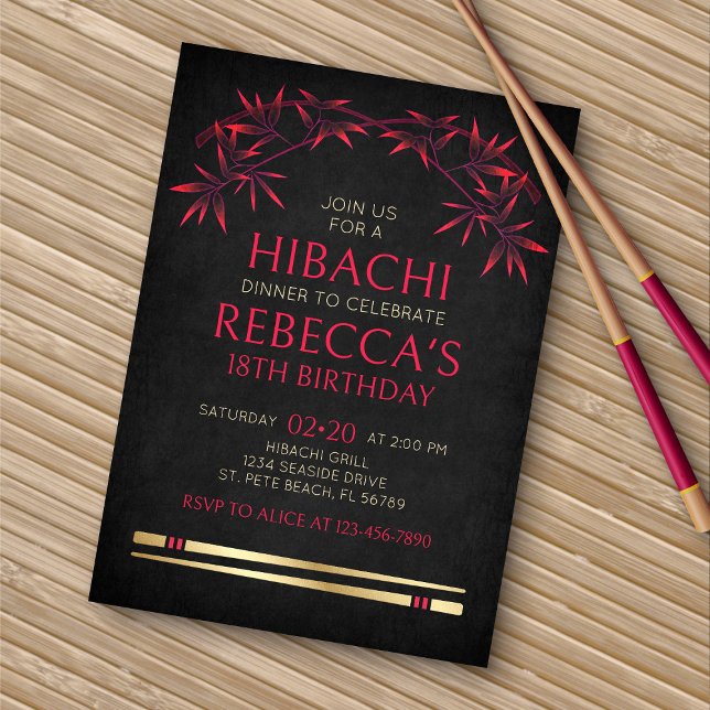 Invitation Dîner d'anniversaire Hibachi (Créateur téléchargé)