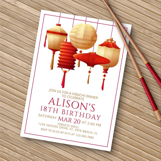 Invitation Dîner d'anniversaire Hibachi (Créateur téléchargé)