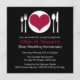 Invitation Dîner d'anniversaire Love Heart Plate - Rouge