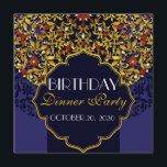 Invitation Dîner d'anniversaire Luxueux Bleu Rouge Or Bijoux<br><div class="desc">Invitation personnalisée pour dîner d'anniversaire de luxe à motif floral bleu rouge or inspiré du Moyen-Orient et de l'Inde pour votre événement spécial. Tout le texte est personnalisable,  parfait pour presque toutes les célébrations,  mariages,  douches,  anniversaires,  anniversaire...  Changez la formulation pour répondre à vos besoins.</div>