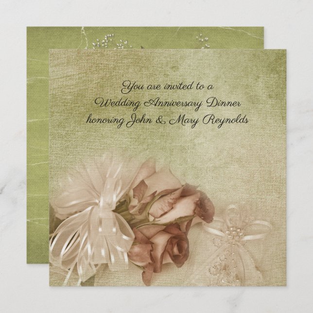 Invitation Dîner d'anniversaire mariage (Devant / Derrière)