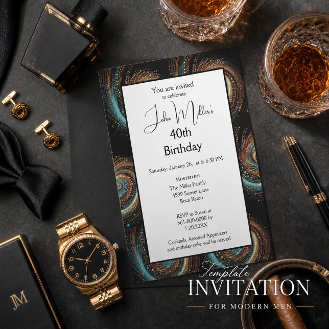 Invitation Dîner d'anniversaire masculin 40 ans  (Créateur téléchargé)