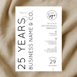 Invitation Dîner d'anniversaire minimal de l'entreprise Logo