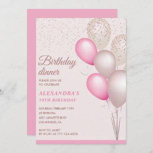 Invitation Dîner d'anniversaire rose moderne 39e anniversaire