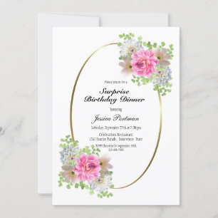 Invitation Dîner d'anniversaire surprenant rose or