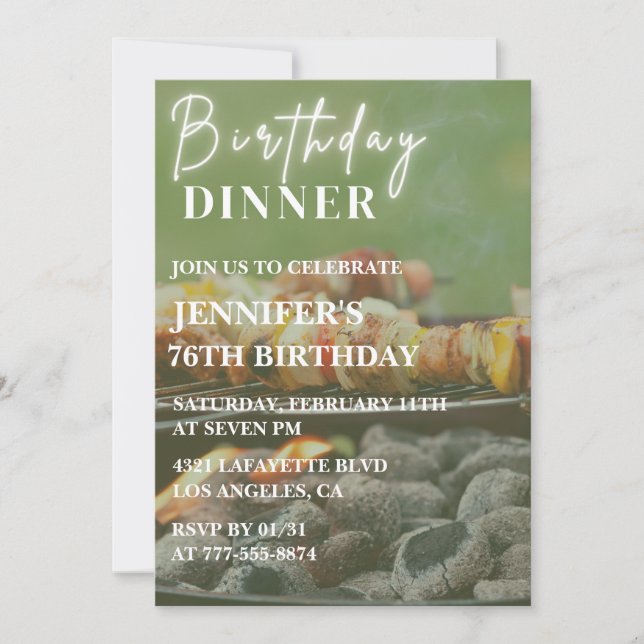 Invitation Dîner de barbecue dans la cour pour 76 ans (Devant)
