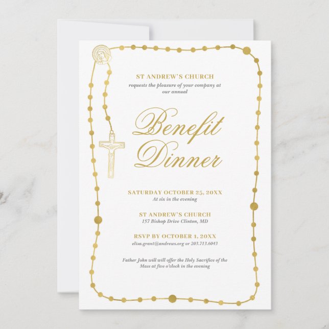 Invitation Dîner de bienfaisance religieux (Devant)