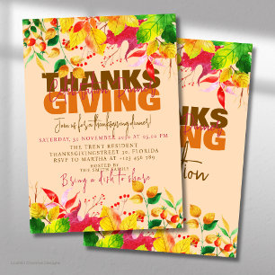 Invitation Dîner de célébration de Thanksgiving Récolte d'aut