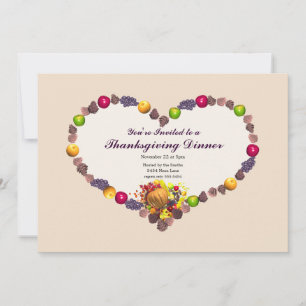 Invitation Dîner de coeur Cornucopia Thanksgiving