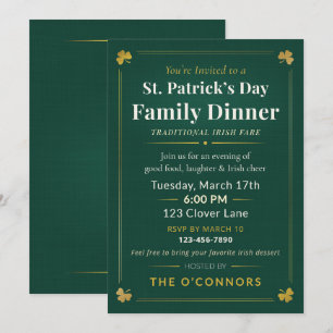 Invitation Dîner de famille de la Saint-Patrick Traditionnel 
