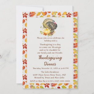 Invitation Dîner de famille et d'amis de Thanksgiving 