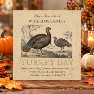 Invitation Dîner de famille vintage de la fête de Thanksgivin