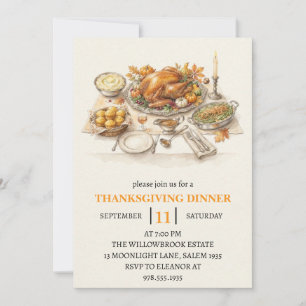 Invitation dîner de fête d'automne vacances de thanksgiving 