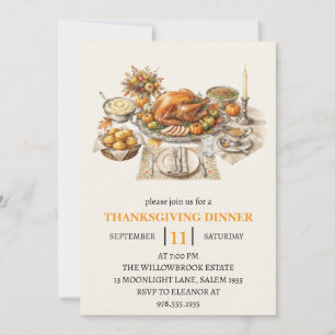 Invitation dîner de fête d'automne vacances de thanksgiving 