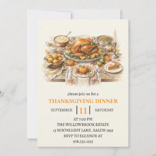 Invitation dîner de fête d'automne vacances de thanksgiving 