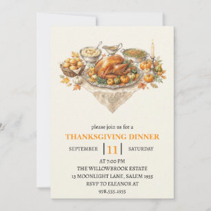 Invitation dîner de fête d'automne vacances de thanksgiving