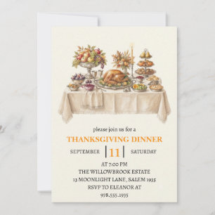 Invitation dîner de fête d'automne vacances de thanksgiving 