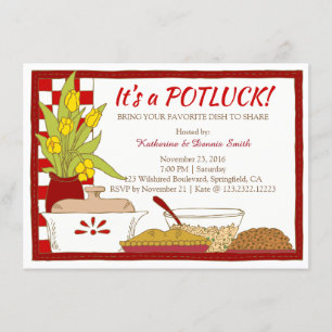 Invitation Dîner de fête de Potluck ou déjeuner Anniversaire