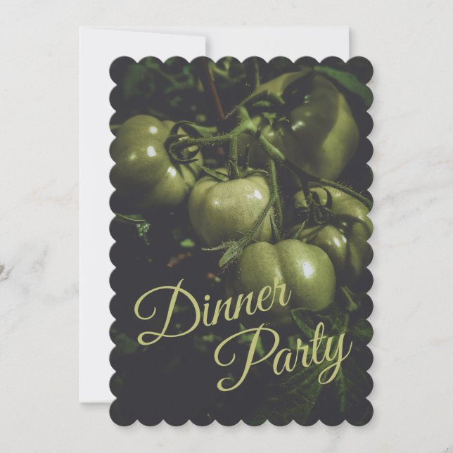 Invitation Dîner de fête rustique aux tomates vertes lunaires (Devant)