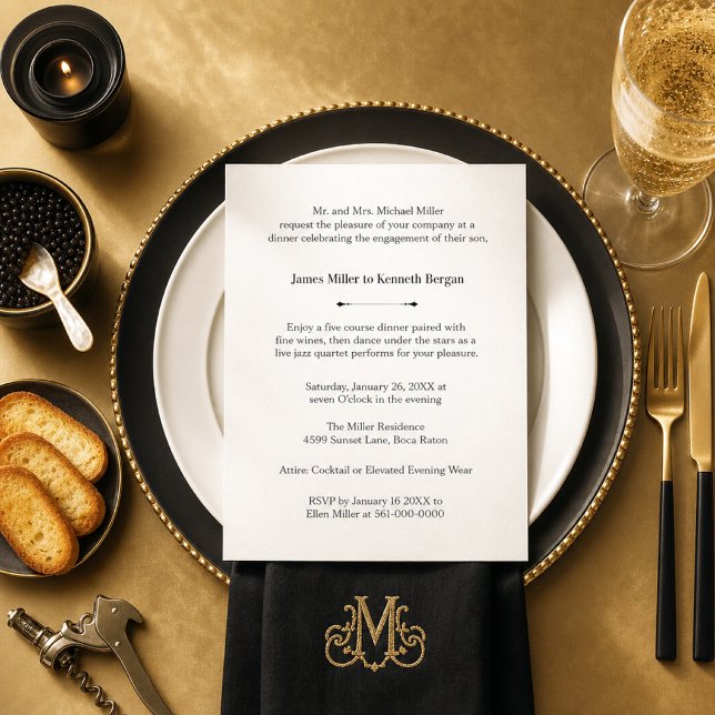 Invitation Dîner de fiançailles de gastronomie moderne  (Créateur téléchargé)