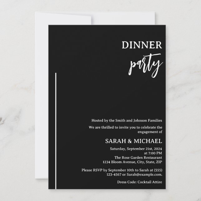 Invitation Dîner de Fiançailles Élégant (Devant)