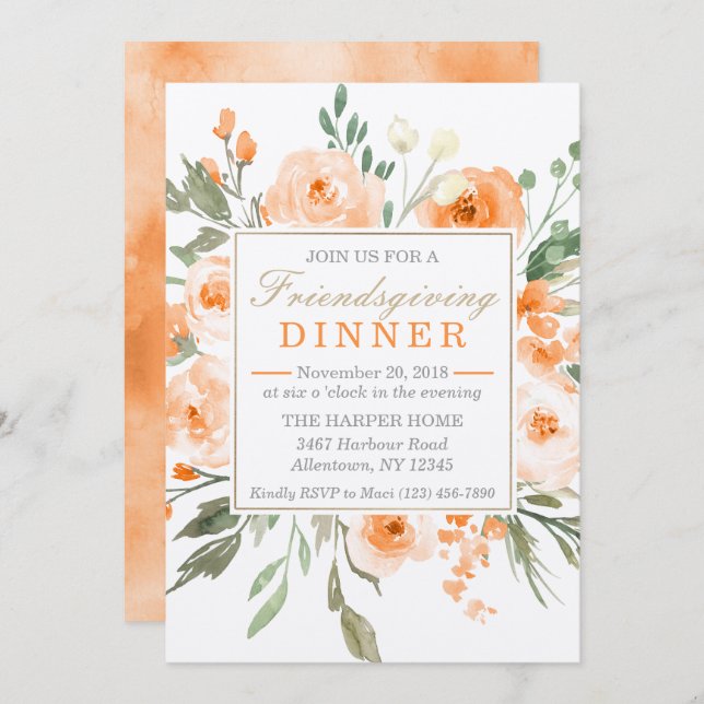 Invitation Dîner de Friendsgiving (Devant / Derrière)