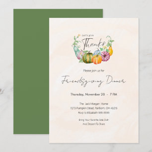 Invitation Dîner de Friendsgiving avec des amis et des citrou