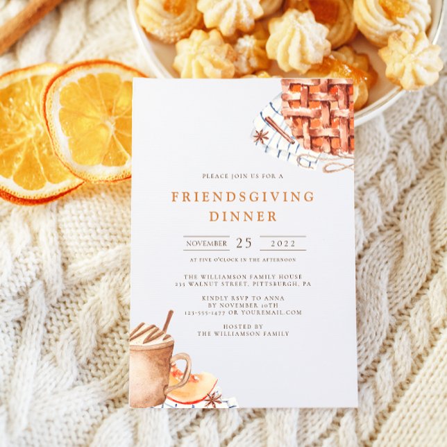 Invitation Dîner de Friendsgiving avec tarte à la citrouille  (Créateur téléchargé)