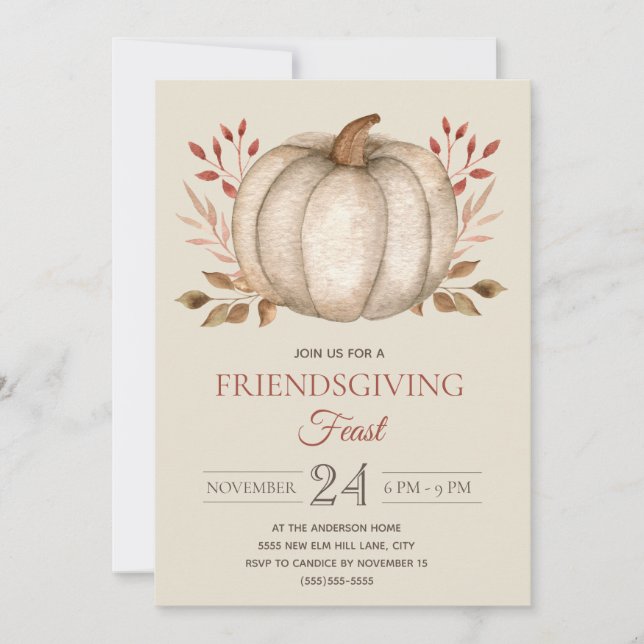 Invitation Dîner de Friendsgiving élégant et rustique avec ci (Devant)