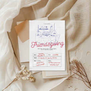 Invitation Dîner de Friendsgiving minimaliste moderne