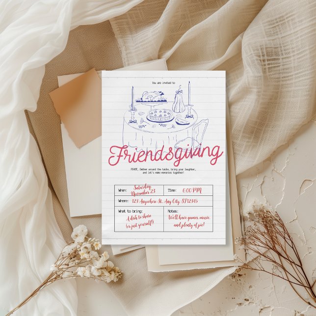 Invitation Dîner de Friendsgiving minimaliste moderne (Créateur téléchargé)