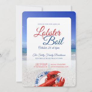 Invitation Dîner de fruits de mer côtiers au homard bouilli M