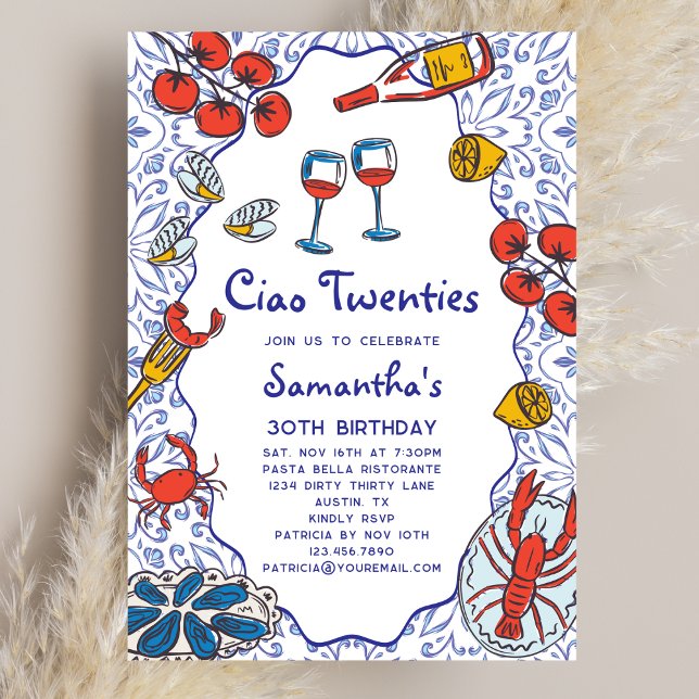 Invitation Dîner de fruits de mer italiens et de vin pour les (Créateur téléchargé)