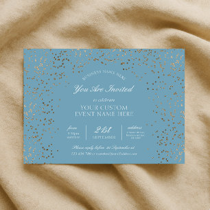 Invitation Dîner de gala d'affaires Paillettes Bleu et Or
