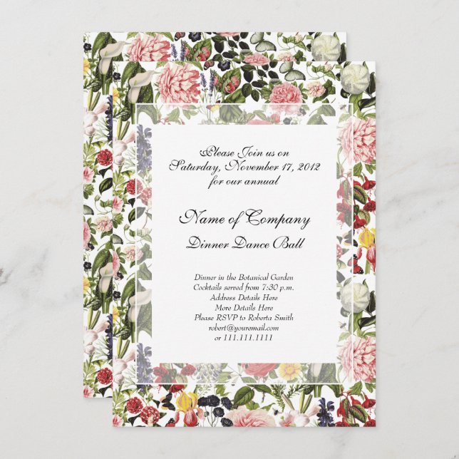 Invitation Dîner de gala dans un élégant jardin botanique Fle (Devant / Derrière)