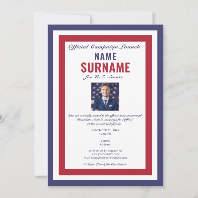 Invitation Dîner de gala de la campagne officielle du candida (Devant)