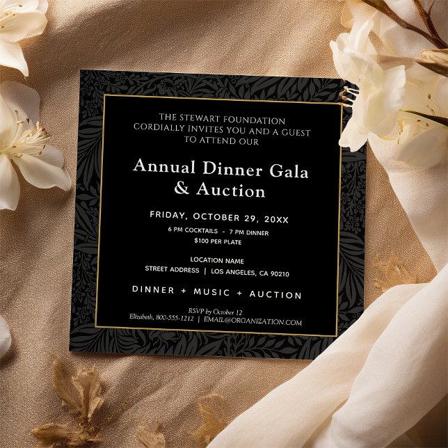 Invitation Dîner de gala d'entreprise Or Noir Élégant (Créateur téléchargé)