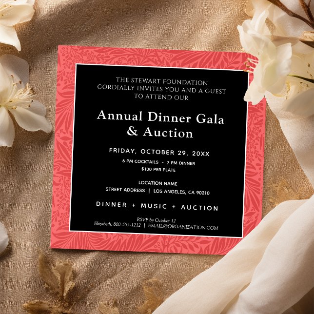 Invitation Dîner de gala d'entreprise Rouge et Noir Élégant (Créateur téléchargé)