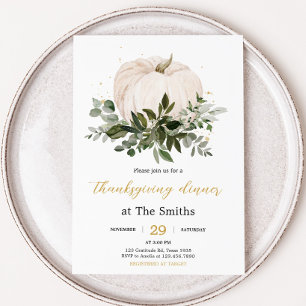 Invitation Dîner de la fête de Thanksgiving avec citrouille b
