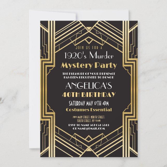 Invitation Dîner de la fête du Mystère du Meurtre dans les an (Devant)