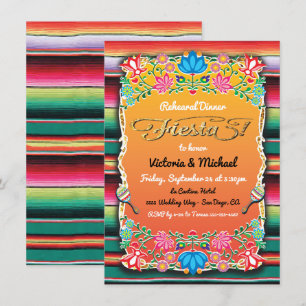 Invitation Dîner de la Parties scintillant d'or Fiesta mexica