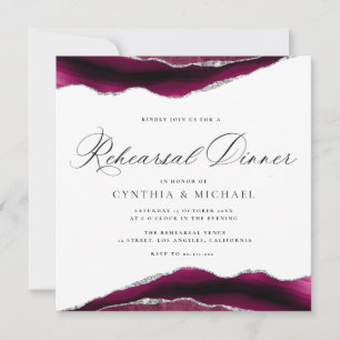 Invitation dîner de la répétition d'agate en bordeaux et en a