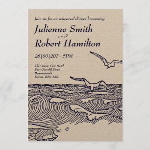 Invitation Dîner de la répétition de mariage de la plage rust