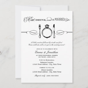 Invitation Dîner de la répétition noire et boire et être mari