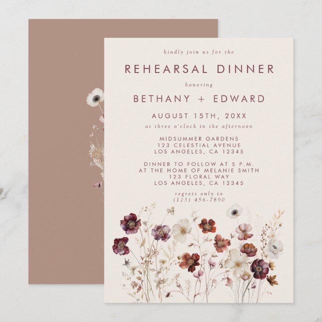 Invitation Dîner de la répétition sur le terrain du Fleur sau (Devant / Derrière)