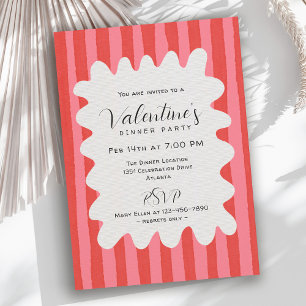 Invitation Dîner de la Saint-Valentin avec un cadre ondulé ro
