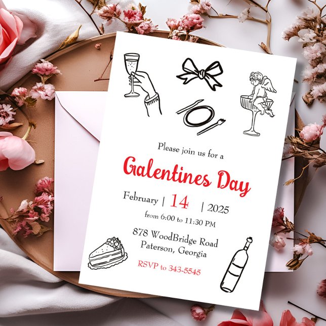 Invitation Dîner de la Saint-Valentin entre copines (Créateur téléchargé)
