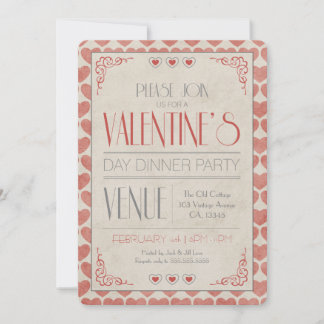 Invitation Dîner de la Saint-Valentin Vintage