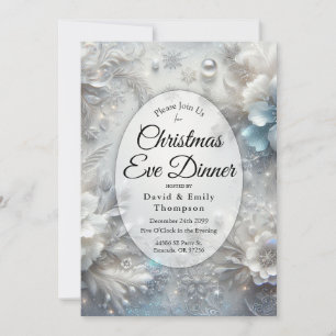 Invitation Dîner de la veille de Noël aux Pétales enneigées e