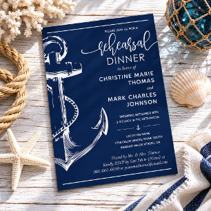 Invitation Dîner de Mariage de la répétition d'Ancres nautiqu